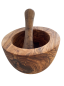 Preview: Olive Wood Mortar and Pestle Set / Wooden Mortar / Herb Mortar / Spice Mortar (approx. 14cm)