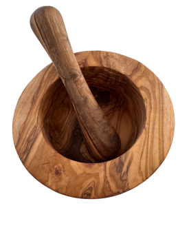 Olive Wood Mortar and Pestle Set / Wooden Mortar / Herb Mortar / Spice Mortar (approx. 16cm)