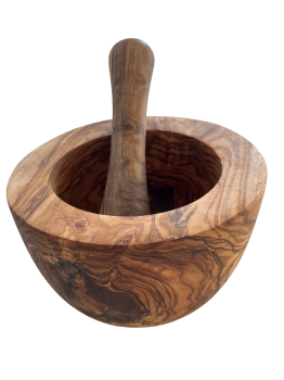 Olive Wood Mortar and Pestle Set / Wooden Mortar / Herb Mortar / Spice Mortar (approx. 16cm)