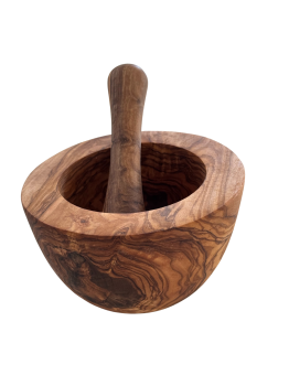 Olive Wood Mortar and Pestle Set / Wooden Mortar / Herb Mortar / Spice Mortar (approx. 14cm)